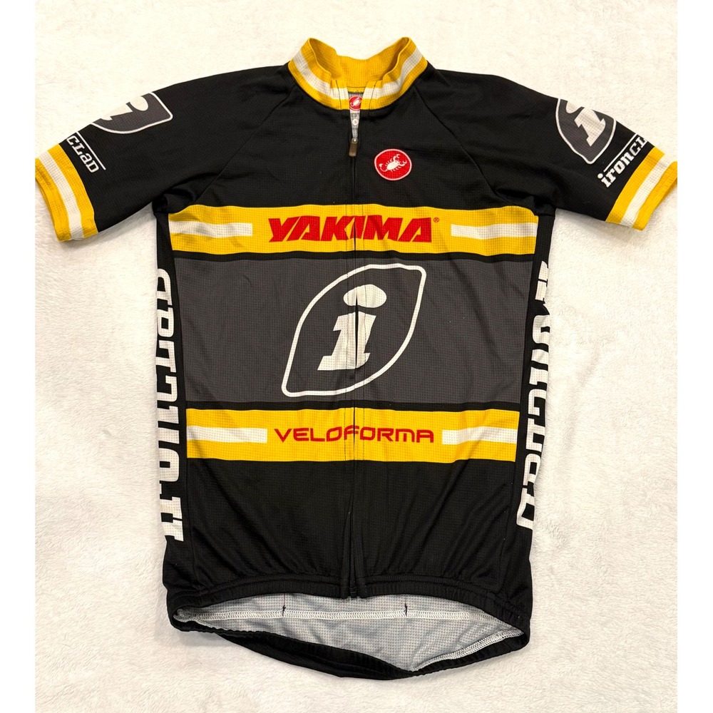 Castelli Veloforma Yakima Mens Cycling Jersey Black Yellow Small S Full Zip